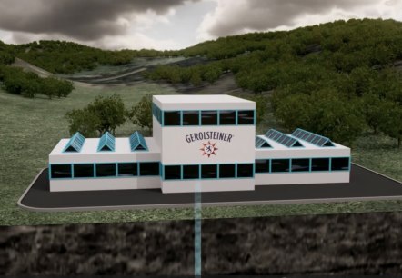 Visualisation of the company premises of Gerolsteiner Brunnen GmbH & Co. KG
, © Extended Vision Visualisation of a company building with the logo of Gerolsteiner Brunnen GmbH & Co. KG LOGO