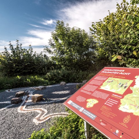 Recreation area at Dietzenley, Celtic Trail
, © Eifel Tourismus GmbH, Dominik Ketz Information sign at the recreation area at Dietzenley on the Celtic Trail, surrounded by trees and a clear sky.