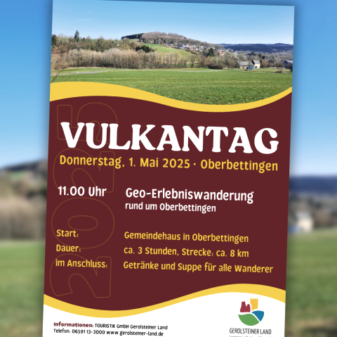 Plakat Vulkantag 2025, © Touristik GmbH Gerolsteiner Land Ansicht des Plakates mit allen Infos zur Veranstaltung