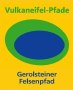 Logo of the Gerolsteiner Felsenpfad: green and blue oval on a yellow background, with the words 'Vulkaneifel-Pfade' and 'Gerolsteiner Felsenpfad'., © Natur- und Geopark Vulkaneifel GmbH Logo of the Gerolsteiner Felsenpfad: green and blue oval on a yellow background, with the words 'Vulkaneifel-Pfade' and 'Gerolsteiner Felsenpfad'., © Natur- und Geopark Vulkaneifel GmbH