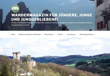 Blogeintrag Jungwandern, © jungwandern Screenshot eines Blogbeitrages von jungwandern.de, wo dieser über 3 Tage Wandern im Gerolsteiner Land schreibt. Das Titelbild zeigt die majestätische Kasselburg in Pelm.