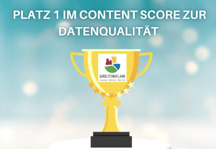 Platz 1 im Content Score zur Datenqualität
, © Touristik GmbH Gerolsteiner Land Grafik eines Pokals, worauf das Logo der Ferienregion angebracht ist.