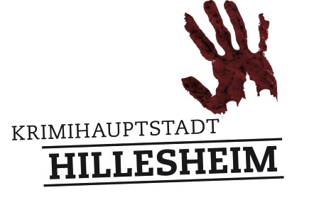 Logo der Krimihauptstadt Hillesheim mit blutigem Handabdruck , © Touristik GmbH Gerolsteiner Land Das Logo der Krimihauptstadt Hillesheim zeigt einen blutigen Handabdruck und Umrisse der Stadt Hillesheim sowie den Schriftzug"Krimihauptstadt Hillesheim"..