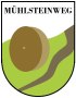 A coat of arms with a millstone and a curved path on a green background. At the top it says 'MÜHLSTEINWEG'., © Touristik GmbH Gerolsteiner Land A coat of arms with a millstone and a curved path on a green background. At the top it says 'MÜHLSTEINWEG'., © Touristik GmbH Gerolsteiner Land