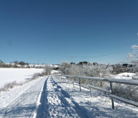 Schnee auf dem Kyllradweg in Hallschlag Schnee auf dem Kyllradweg in Hallschlag