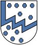 Coat of arms with blue crosses and a blue zigzag line on a white background., © OG Oberbettingen Coat of arms with blue crosses and a blue zigzag line on a white background., © OG Oberbettingen