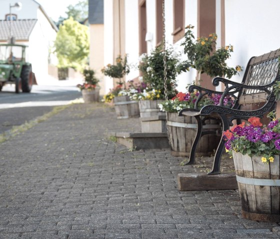 Blick vom Maijeschhof auf die Dorfstraße Blick vom Maijeschhof auf die Dorfstraße