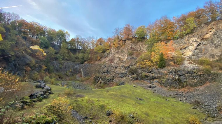 Autumn landscape with rocks and trees