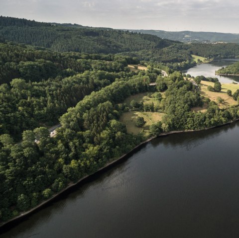 Uitzicht in het dal vanaf Einruhr op de Eifelsteig, © Eifel Tourismus/D. Ketz