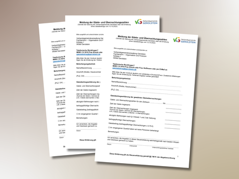 Formular zur Erfassung der touristischen Gästezahlen.