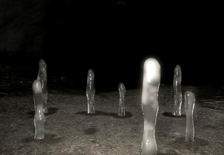 Visualisation of icicles rising from the ground