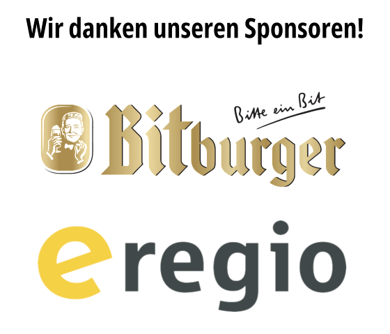 Sponsorenlogos Bitburger, e-regio, © Bitburger Braugruppe GmbH; e-regio GmbH & Co. KG