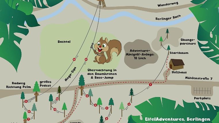 Übersichts tourkarte Ziplining