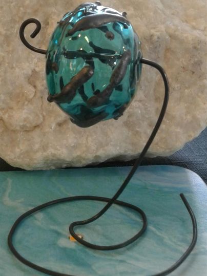 türkis-petrol farbene Hohlperle