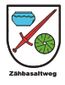 Wappen mit Schwert, Vase und Rad, darunter der Text 'Zähbasaltweg'.