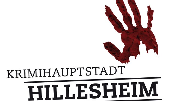 Logo der Krimihauptstadt Hillesheim mit blutigem Handabdruck.