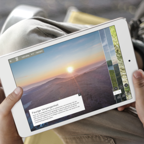 Auf einem tablet wird die Internetseite Eifel emag gezeigt.