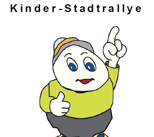 Cartoon character Willi Basalt wearing a green shirt, grey trousers and yellow shoes, points his thumb up with one hand and raises his index finger with the other