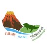 Logo with volcano, water and dinosaur silhouette. Text: 'Volcanoes', 'Water', 'Eifelosaurus around Oberbettingen'., © Touristik GmbH Gerolsteiner Land
