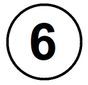Schwarze Zahl 6 in einem Kreis auf weißem Hintergrund.