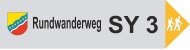 Schild für den Rundwanderweg SY 3 mit einem Wappen und Wanderersymbol., © Touristik GmbH Gerolsteiner Land