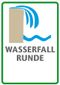 Logo avec une chute d'eau stylisée et l'inscription 'Wasserfall Runde'.