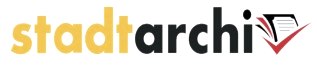 Logo met de letters 'stadtarchiv' in geel en zwart, daarnaast een gestileerd document met een rood vinkje., © Stadtarchiv Gerolstein e.V.