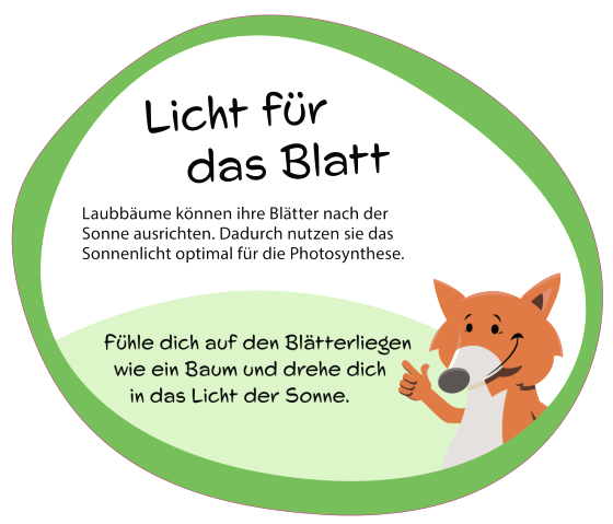 Information sign &lsquo;Light for the leaf&rsquo; with fox mascot