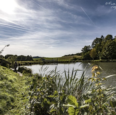 Het idyllische stuwmeer in Gerolstein omgeven door groene natuur., &copy; Martin M&uuml;ller
