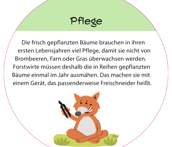 Informatiebord &quot;Zorg&quot; met vosmascotte.