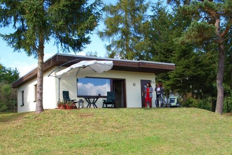 Ein modernes Ferienhaus auf einem Hügel, umgeben von Bäumen. Zwei Personen stehen vor dem Haus und genießen die Umgebung.