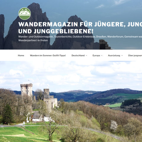 Screenshot eines Blogbeitrages von jungwandern.de, wo dieser über 3 Tage Wandern im Gerolsteiner Land schreibt. Das Titelbild zeigt die majestätische Kasselburg in Pelm.