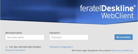 Login Feld für Deskline der feratel media technologies AG