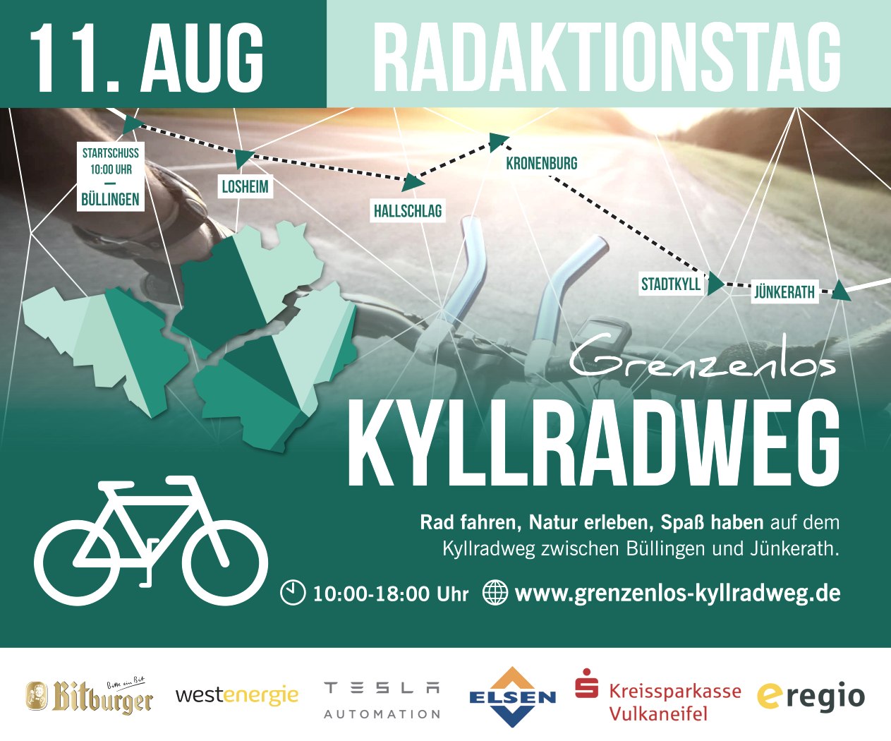 Veranstaltungsplakat Grenzenlos Kyllradweg 2024 mit allen infos zum Aktionstag