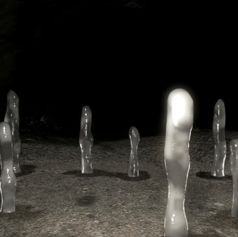 Visualisatie van ijspegels die uit de grond rijzen