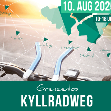 Skitzenhafter Streckenverlauf des Kyllradweges am Aktionstag "Grenzenlos Kyllradweg" von Büllingen nach Jünkerath am 10. Aug 2025 10 - 18 Uhr