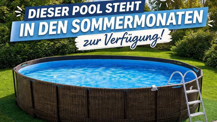Une piscine ronde avec de l'eau bleue se trouve dans un jardin soigné.
Entourée d'arbres et de gazon, elle offre une possibilité de rafraîchissement accueillante pour l'été.