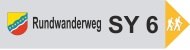 Schild f&uuml;r den Rundwanderweg SY 6 mit Wappen und Wanderersymbol auf grauem Hintergrund., &copy; Touristik GmbH Gerolsteiner Land
